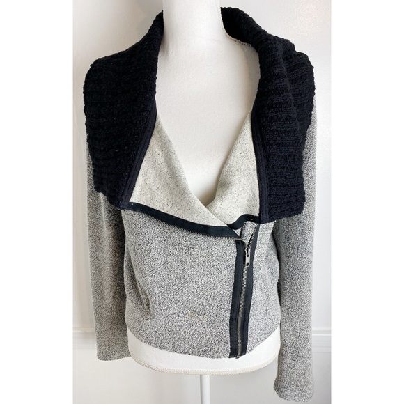 Anthropologie Jackets & Blazers - Dolan Anthropologie Grey Black Sweater Moto Jacket